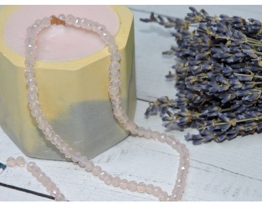 Бусина стеклянная, прозрачная"Rondelle", цв. розовый №94 - 1 шт.