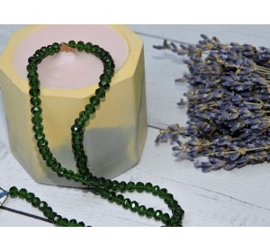 Бусина стеклянная, прозрачная"Rondelle", цв. зеленый №104 - 1 шт.