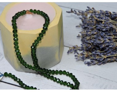 Бусина стеклянная, прозрачная"Rondelle", цв. зеленый №104 - 1 шт.