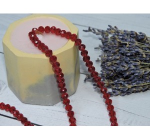 Бусина стеклянная, прозрачная"Rondelle", цв. темно-красный №92 - 1 шт.