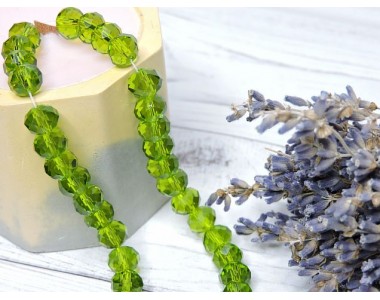 Бусина стеклянная, прозрачная"Rondelle", цв. фисташковый №127 - 1 шт.