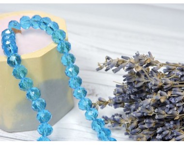 Бусина стеклянная, прозрачная"Rondelle", цв. бирюзовый №106 - 1 шт.