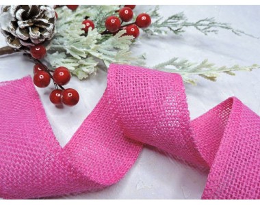 Лента джутовая, цв.фуксии - 1 м.