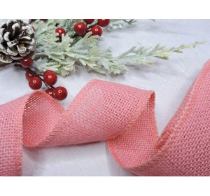 Лента джутовая, цв. розовый - 1 м.