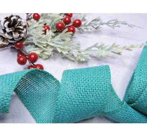 Лента джутовая, цв. бирюзовый - 1 м.