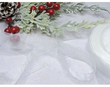 Органза 25мм, цв. белый -1 м