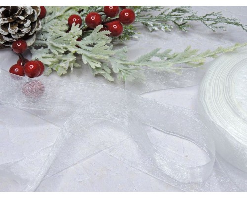 Органза 25мм, цв. белый -1 м