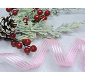 Лента органза с атласом 25 мм, цв. розовый  - 1 м.