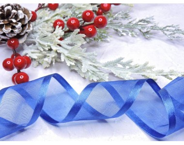 Лента органза с атласом 40 мм, цв. темно-синий 38 - 1 м.