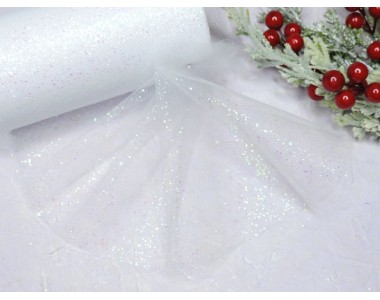 Фатин 15 см с блестками, цв. белый - 1 м.