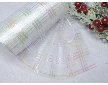 Фатин 15 см с перламутровые  полосы, цв. белый -1 м.