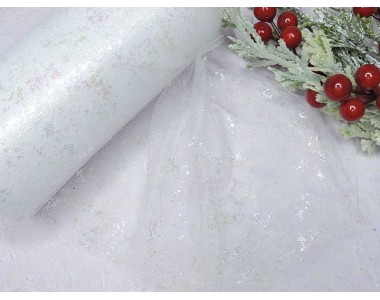 Фатин 15 см с перламутровым узором, цв. белый -1 м.