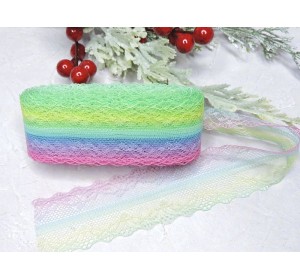 Кружево -капрон 4 см, цв. розовый-голубой-желтый - 1 м.