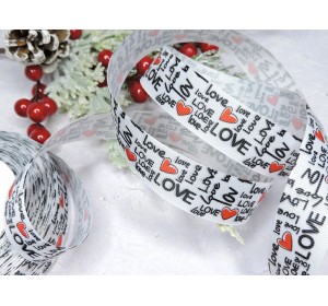 Репсовая лента 25 мм с рисунком "Любовь" - 1 м.