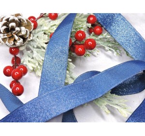 Репсовая лента 25 мм с люрексом, цв. темно-синий - 1 м.