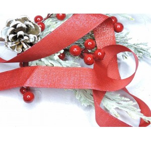 Репсовая лента 25 мм с люрексом, цв. бордовый - 1 м.