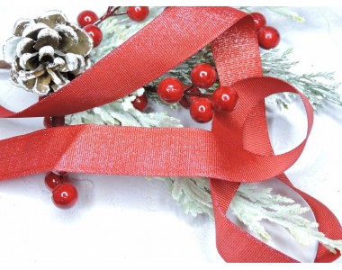 Репсовая лента 25 мм с люрексом, цв. бордовый - 1 м.