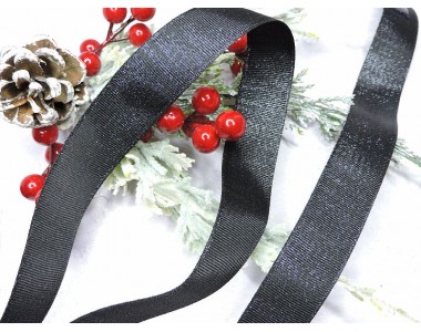 Репсовая лента 25 мм с люрексом, цв. черный - 1 м.