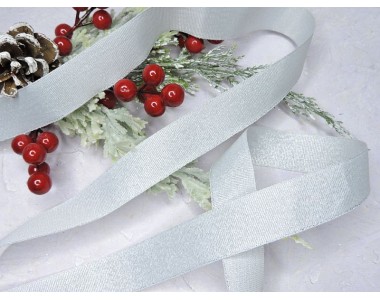 Репсовая лента 25 мм с люрексом, цв. белый - 1 м.