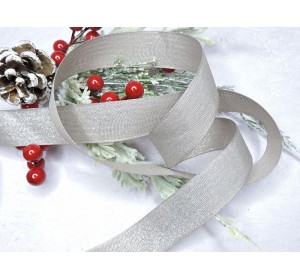 Репсовая лента 25 мм с люрексом, цв. светло-кофейный  - 1 м.