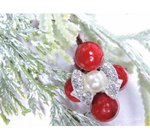 Флоризель металл 18*25 мм "Бантик", цв. серебро-молочный - 1 шт.