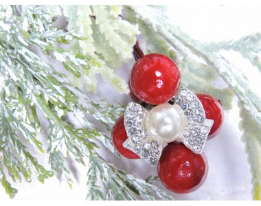 Флоризель металл 18*25 мм "Бантик", цв. серебро-молочный - 1 шт.