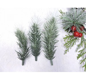 Ветки ели декоративные, цв. зелено-белые - 1 шт. 