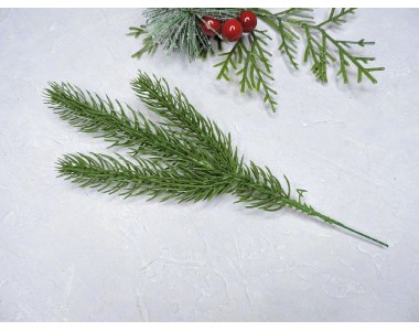 Ветка ели декоративная 22 см, цв. темно-зеленый - 1 шт.