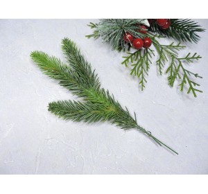 Ветка ели декоративная 21 см, цв. двухцветный - 1 шт