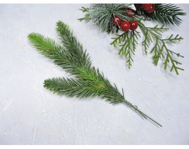 Ветка ели декоративная 21 см, цв. двухцветный - 1 шт