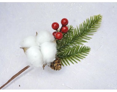 Ветка для декора новогодняя 26 см - 1 шт.
