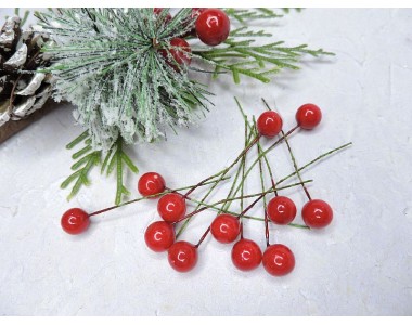 Ягодки 10 мм цв. красный - 1 шт.