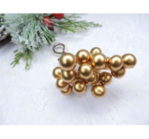 Ягоды на веточке глянец 10 мм , цв. розовое золото - 1 пучок.