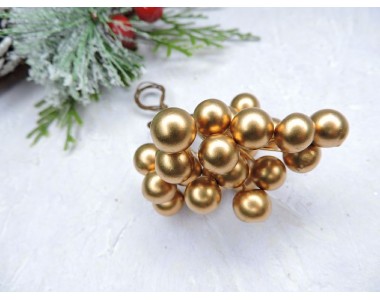 Ягоды на веточке глянец 10 мм , цв. розовое золото - 1 пучок.