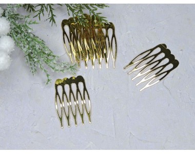 Гребень металлический 2,3 см, цв. золото - 1 шт.