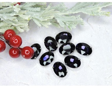 Стразы пришивные 18 мм "Овал", цв. темно-сиреневый - 1 шт.