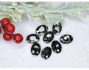 Стразы пришивные 18 мм "Овал", цв. графитовый - 1 шт.