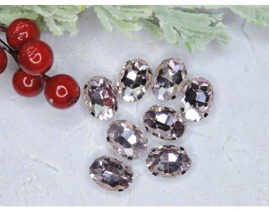 Стразы пришивные 18 мм "Овал", цв. светло-розовый - 1 шт.