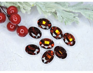 Стразы пришивные 18 мм "Овал", цв. темно-коричневые - 1 шт.