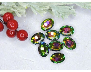 Стразы пришивные 18 мм "Овал", цв. хамелеон - 1 шт.