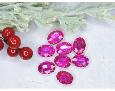 Стразы пришивные 18 мм "Овал", цв. фукси - 1 шт.