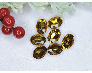 Стразы пришивные 18 мм "Овал", цв. золото - 1 шт.