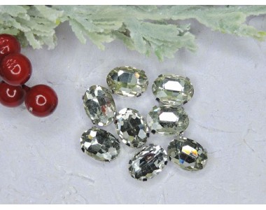 Стразы пришивные 18 мм "Овал", цв. серебро - 1 шт.