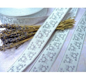 Лента отделочная 33 мм, цв. белый с серебром - 1 м.