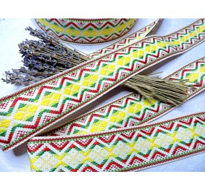Лента отделочная жаккардовая 39 мм, цв. разноцветный - 1 м.