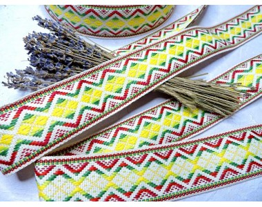 Лента отделочная жаккардовая 39 мм, цв. разноцветный - 1 м.