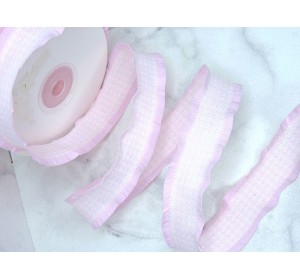 Лента 25 мм с волнистым краем "Гусиная лапка", цв. светло-розовый - 1 м.