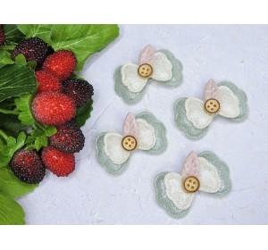 Патч тканевый "Бантик" 4,5*2,7 см, цв. серо-зеленый - 1 шт.