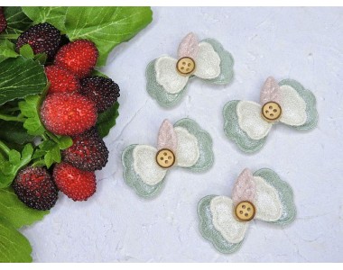 Патч тканевый "Бантик" 4,5*2,7 см, цв. серо-зеленый - 1 шт.