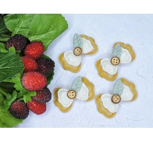 Патч тканевый "Бантик" 4,5*2,7 см, цв. горчичный - 1 шт.